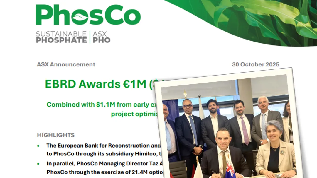 EBRD Grants €1M to PhosCo to Boost Tunisia’s Gasaat Phosphate Project
