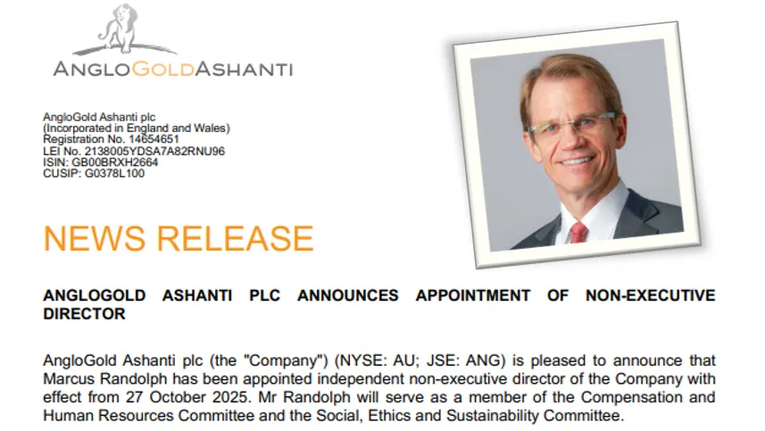 Mining Veteran Marcus Randolph Joins AngloGold Ashanti Board
